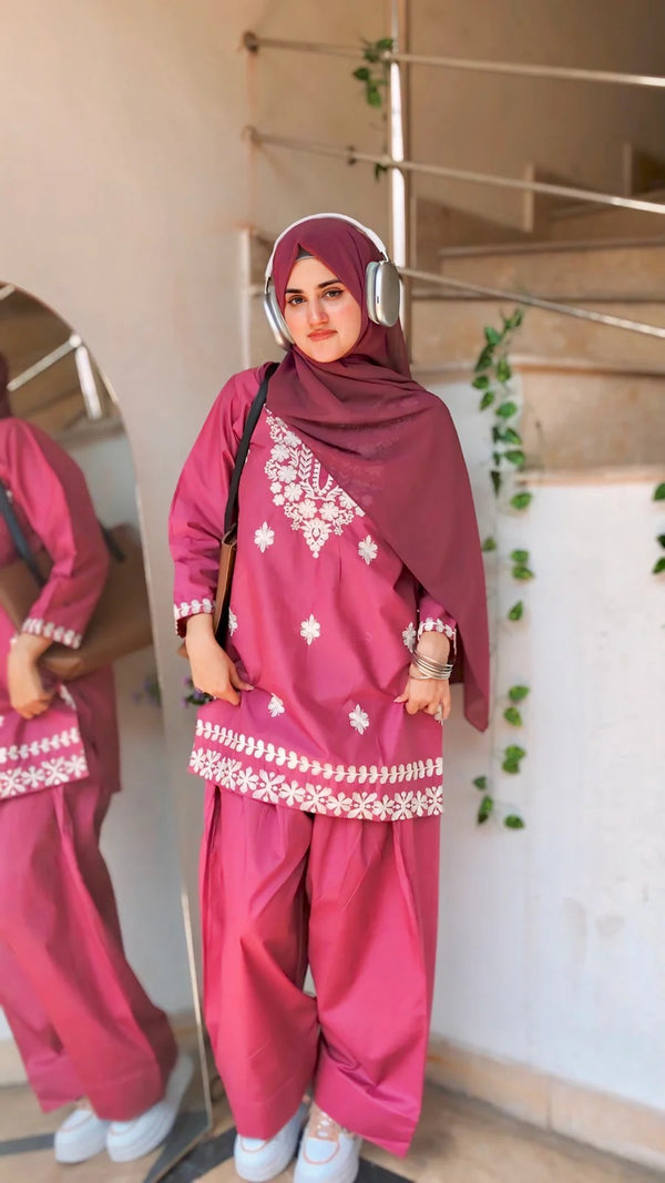 Embroidered Kurti With Farshi Salwar