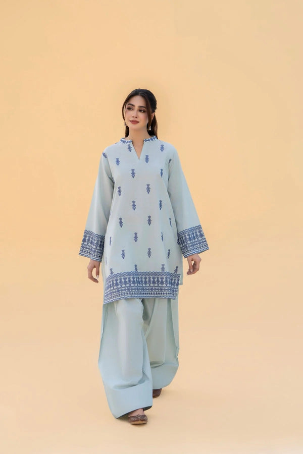 Sky-Bloom 2pcs Suit  with farshi shalwar