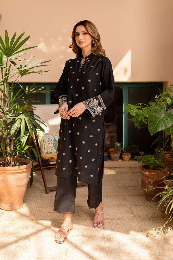 Black Elegance Embroidered 2-Piece Stitched Dress